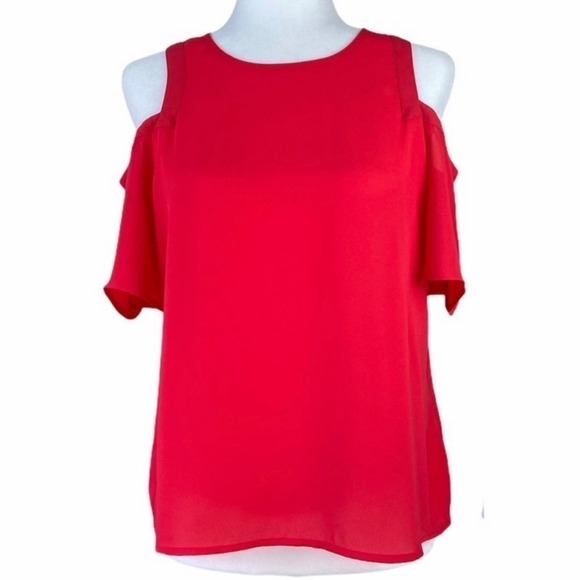 Express Tops - Express Red Cold Shoulder Top Size SP